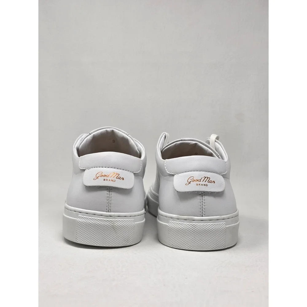 Good Man Brand Mens Size 8 Edge Low Top White Leather Sneakers Made in Italy New